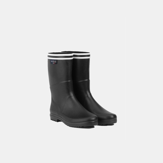 Aigle The Boot With The Double White Stripe Seaside Boots Women Black ZA-59041